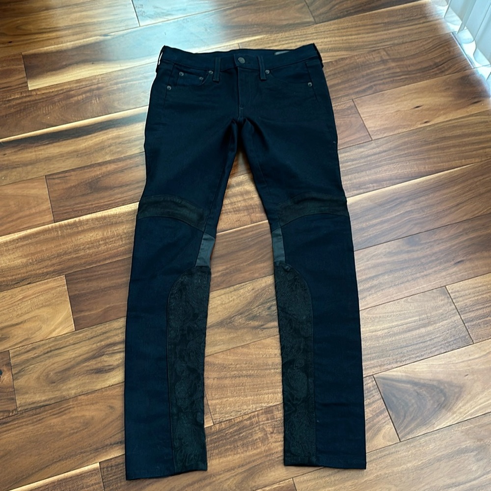 RAG & BONE MIDNIGHT BLACK RIDING PANTS WITH LAMBSKIN SIZE 27